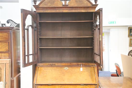 An 17th/18th century walnut bureau bookcase, W.3ft 11in. D.2ft 1in. H.8ft 1in.